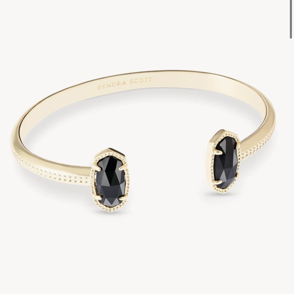 Kendra Scott Elton Gold Cuff Bracelet in Black Opaque Glass